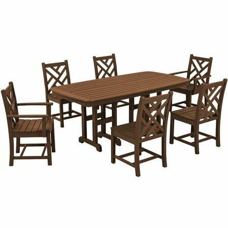 POLYWOOD Chippendale 7-Piece Teak Dining Set with Nautical Table 633PWS1211TE